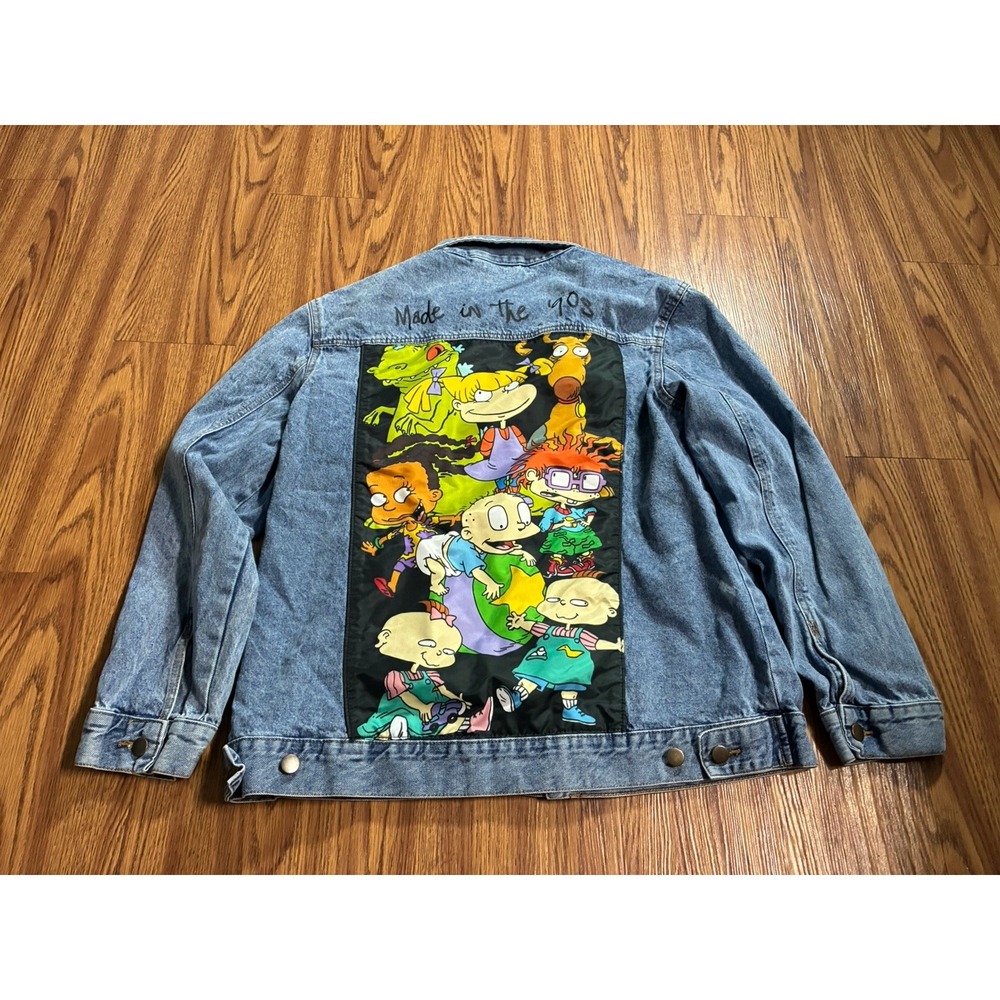 #P08 Nickelodeon Jacket Mens XL Denim Rugrats Made In The 90s